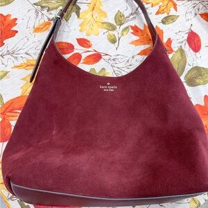 Kate Spade Deep Red Suede Hobo Bag